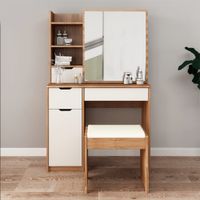 Tocador más Silla Moderno Karla Marrón/Blanco R&R MUEBLES