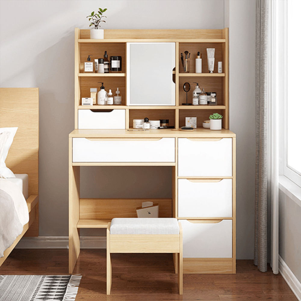 Tocador más Silla Moderno Aitana Duna/Blanco R&R MUEBLES