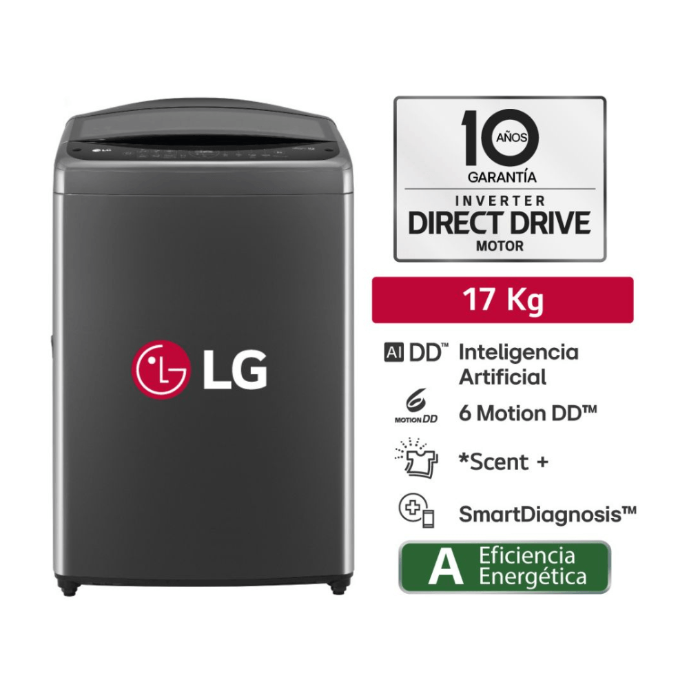 Lavadora LG WT17BV6T AI DD Carga Superior 17kg Negro Claro