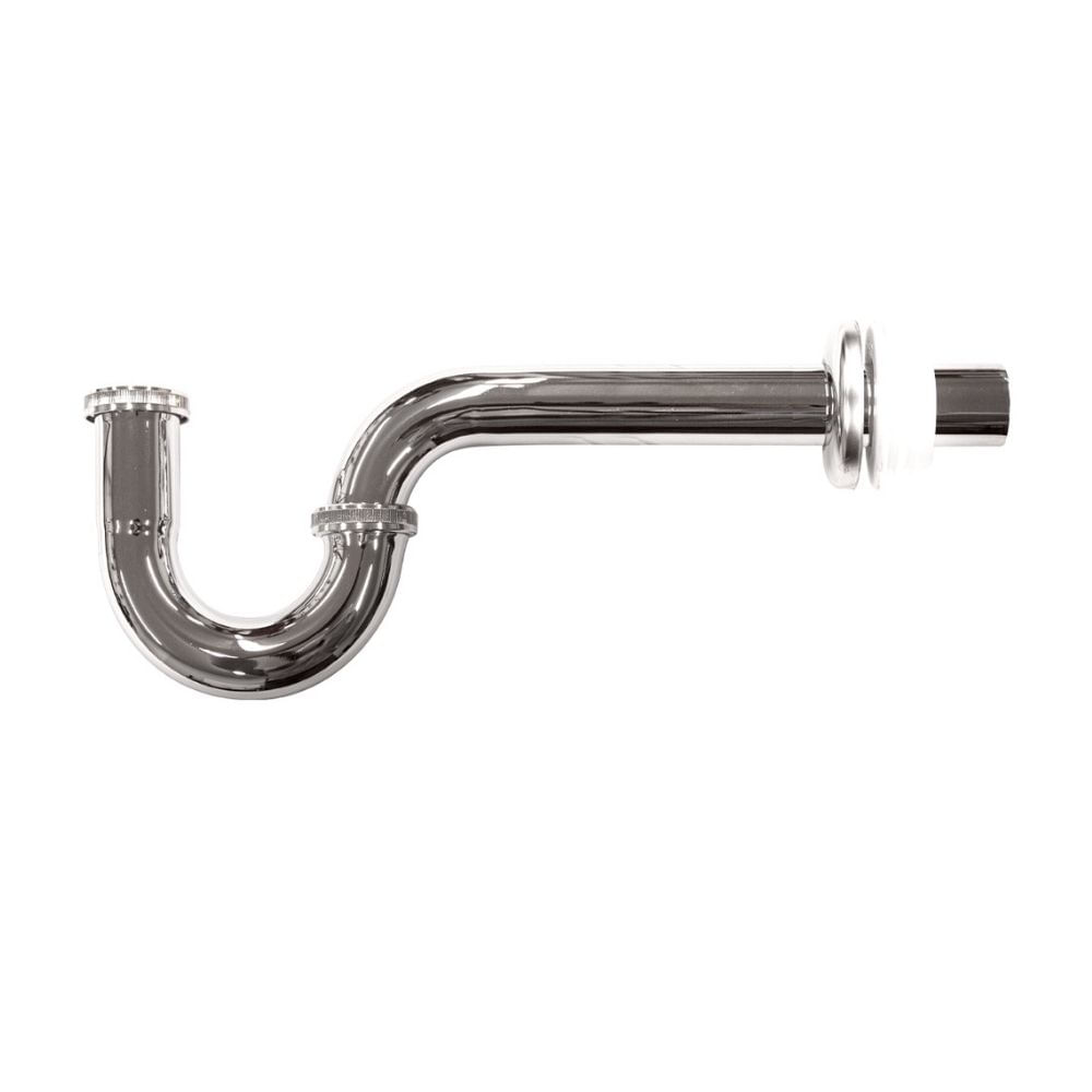 Trampa P de acero inoxidable cromado de 1 1/4" con coleta larga Metusa
