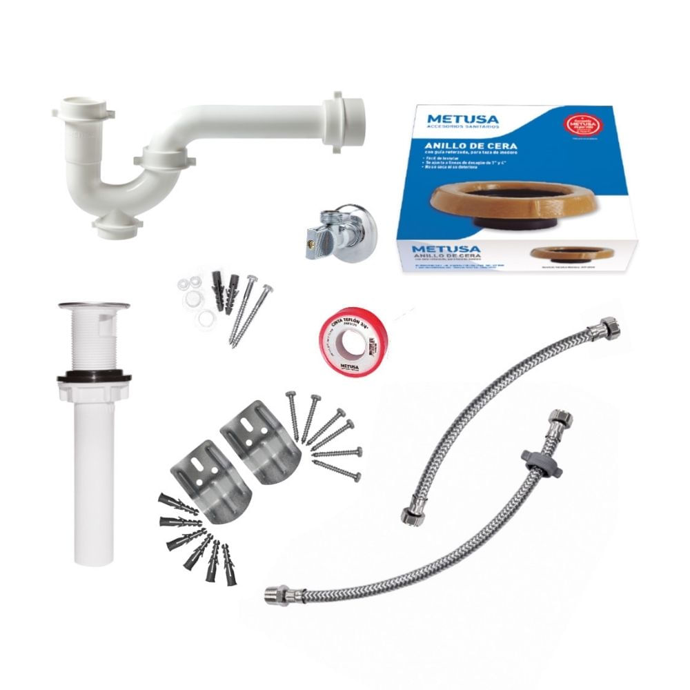 Juego de accesorios para instalación de 1/2 baño premium Metusa