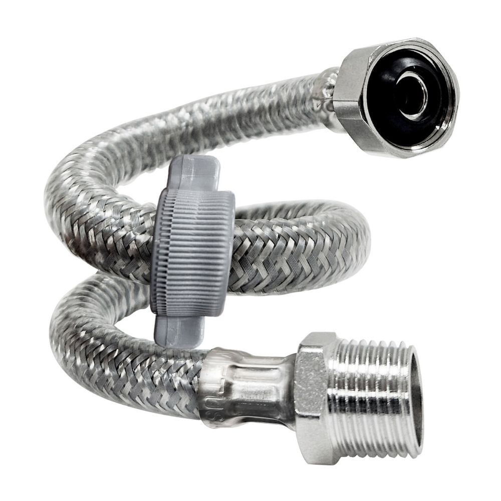 Tubo de Abasto Aluminio Metusa Reforzado PVC 1/2''x1/2''x40cm Plata