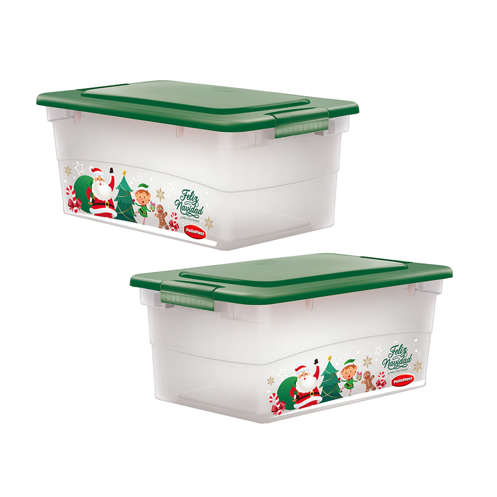 Caja Lokit #20 Navidad Transparente con Tapa Verde