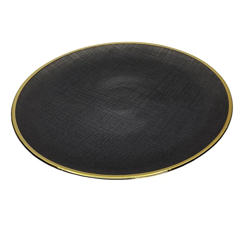 Plato base negro con borde dorado