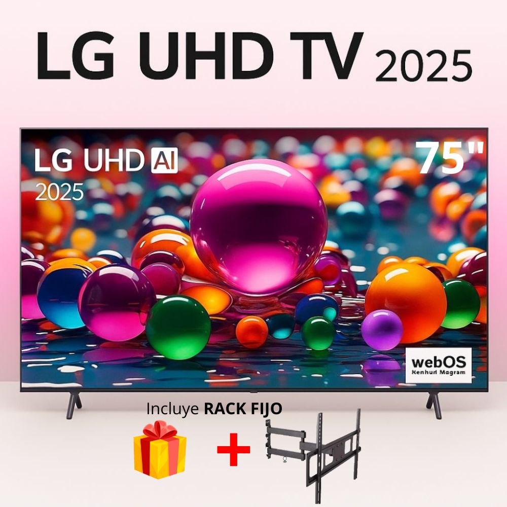 TELEVISOR 75 LG 75UA8000PSB SMART TV UHD 4K THINQ AI 2025 + RACK GIRATORIO