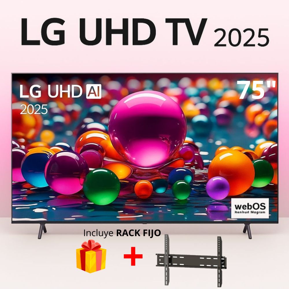 TELEVISOR 75 LG 75UA8000PSB SMART TV UHD 4K THINQ AI 2025 con RACK FIJO