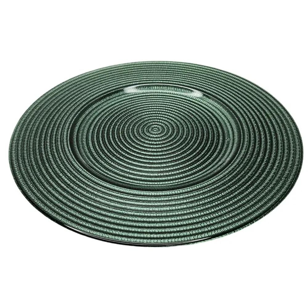 Plato base de vidrio color verde 33 cm de alta calidad