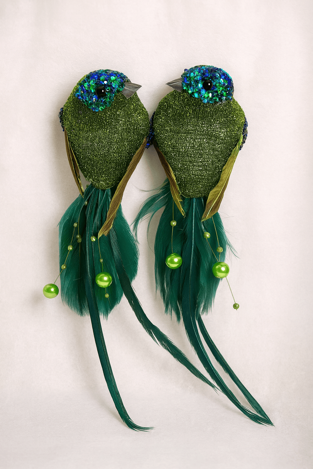 Set de 2 Pájaros Verde con Clip Cuentos del Bosque Orange