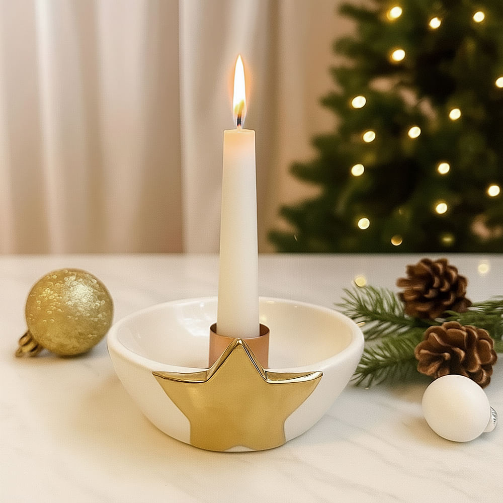 Portavela con estrella D10.3cm Cuentos de Oro Orange