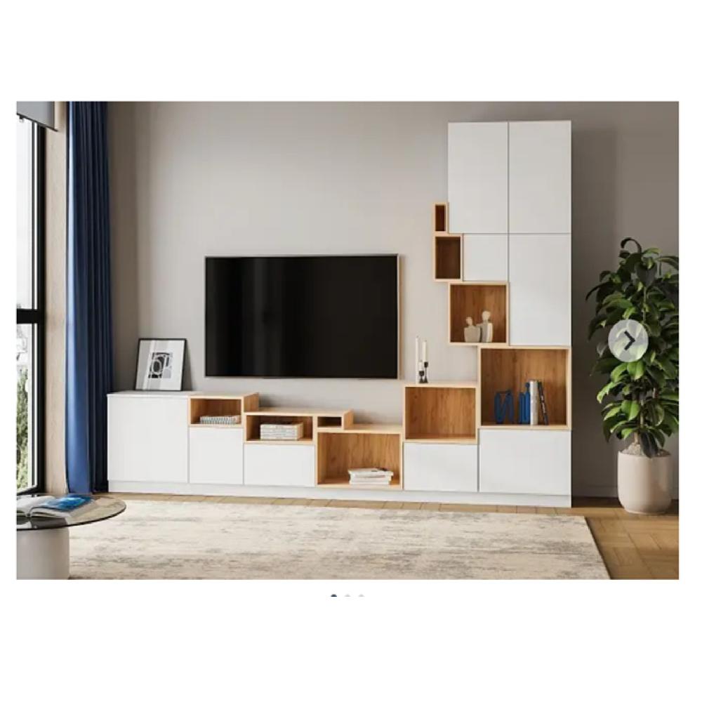 Mesa de TV con Organizador Orus color Blanco/Duna TU MESITA
