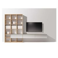 Centro de Entretenimiento de TV con Repisas Margot color Duna/Blanco funcional TU MESITA