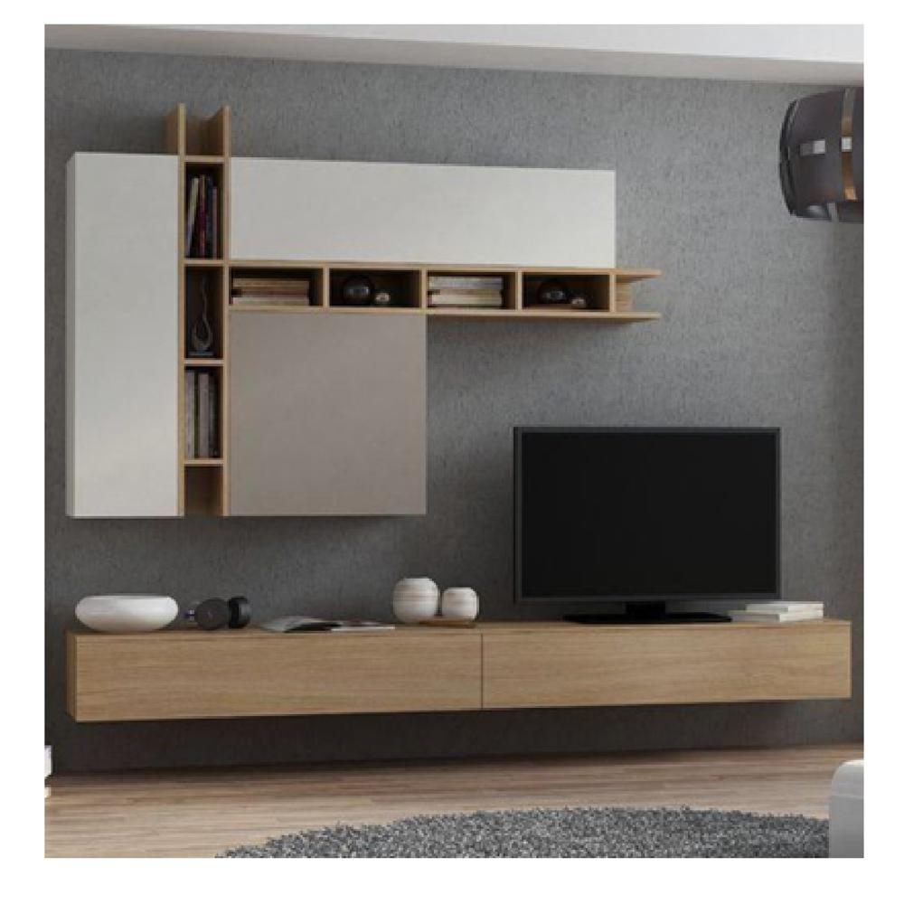 Mesa de TV Flotante con repisas Mirko Multicolor 5 puertas TU MESITA