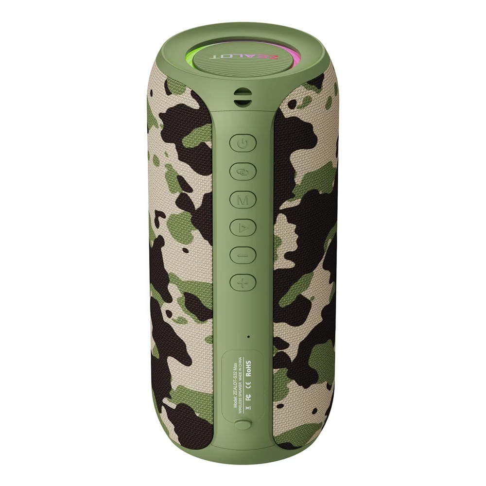 Parlante Inalambrico Zealot S32 Max Resistente al Agua 20W Camuflaje