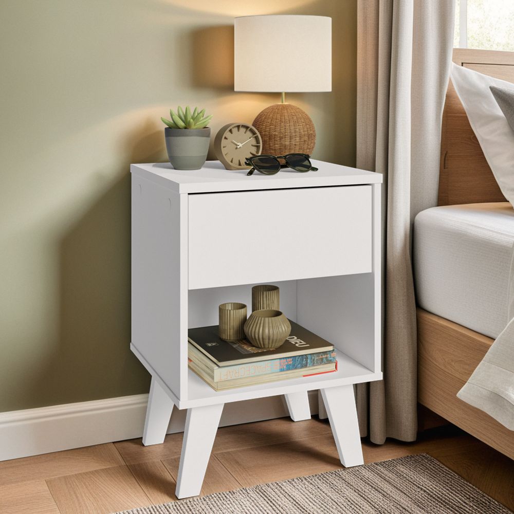 Velador Madesa con 1 Cajón Blanco