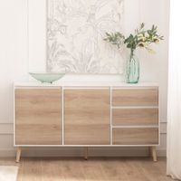 Aparador Moderno Mirenico 148 cm Blanco/Duna R&R MUEBLES