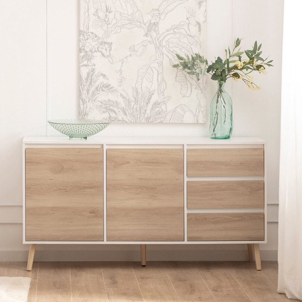 Aparador Moderno Mirenico 148 cm Blanco/Duna R&R MUEBLES