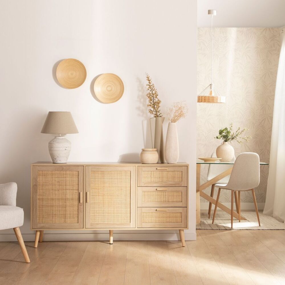 Aparador Moderno con Ratán Hanna 148 cm Rovere R&R MUEBLES