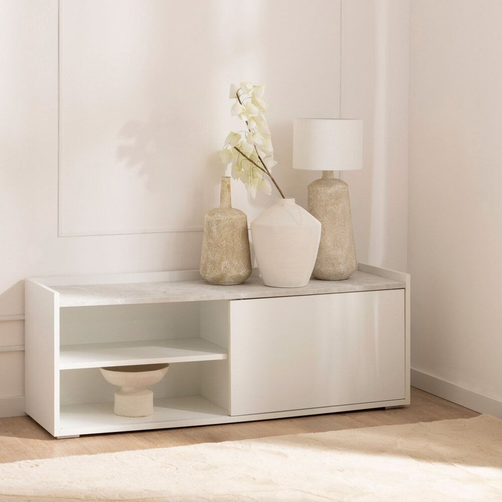 Mesa para TV Moderno Curwy 140 cm Blanco R&R MUEBLES