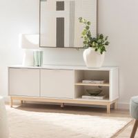 Mesa para TV Moderno Luu 2 Puertas 140 cm Blanco R&R MUEBLES