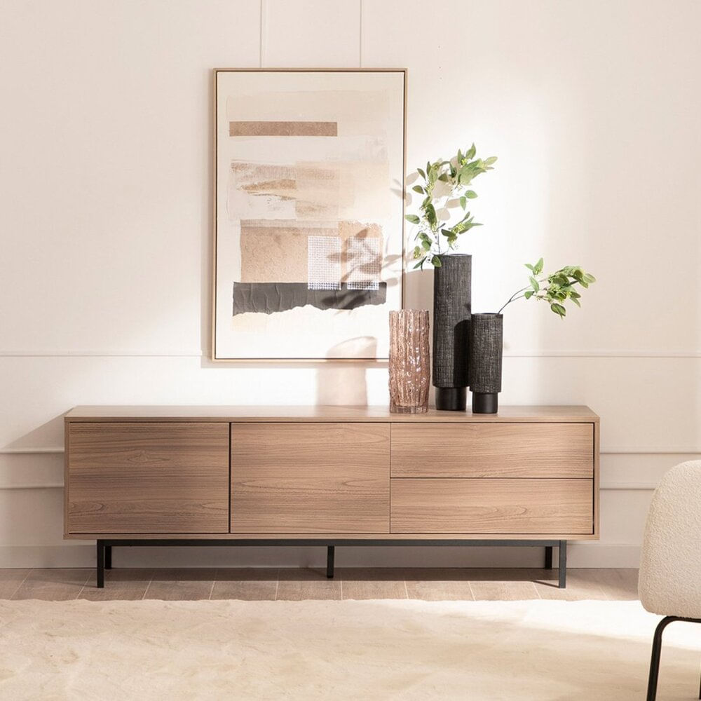 Mesa para TV Moderno Industrial Cris 160 cm Marrón R&R MUEBLES