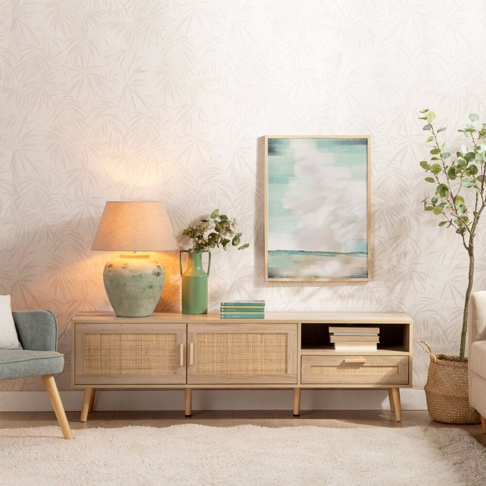 Mesa para TV con Ratán Hanna 160 cm Rovere R&R MUEBLES