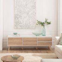 Mesa para TV Moderno Mirenico 160 cm Blanco/Duna R&R MUEBLES