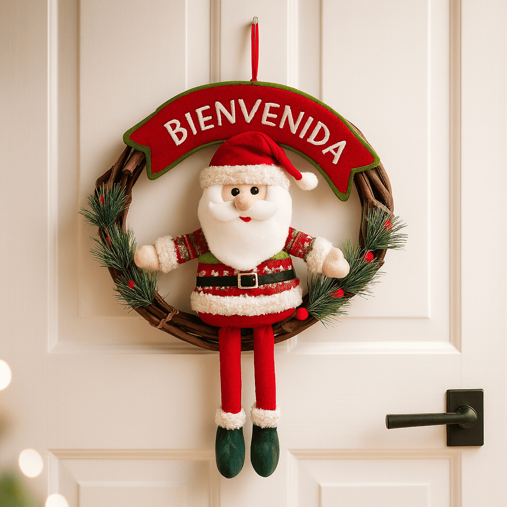 Corona Bienvenida Santa 34cm Cuentos de Navidad Orange