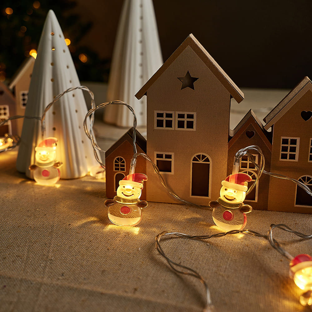 Cadena 10 Luces LEDS Muñecos de Nieve Acrílico Orange