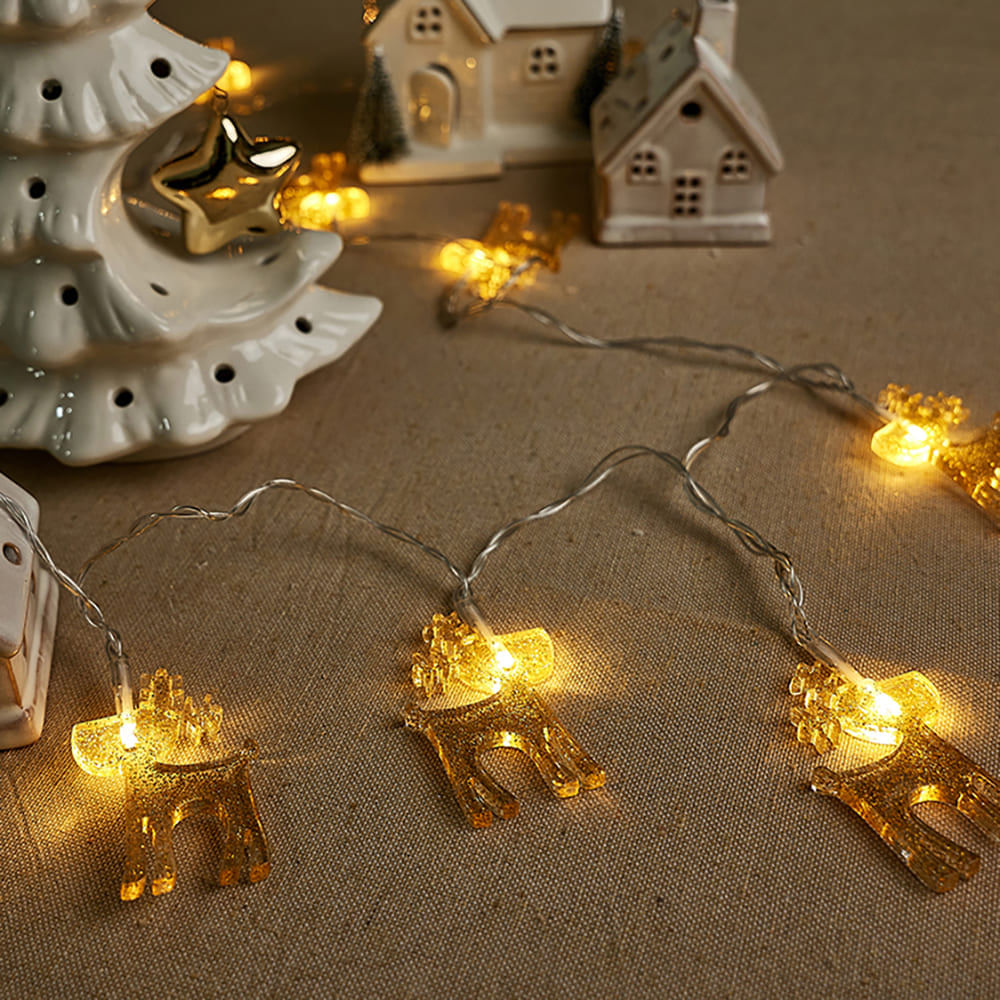 Cadena 10 Luces LEDS Renos Dorados Acrílico Orange