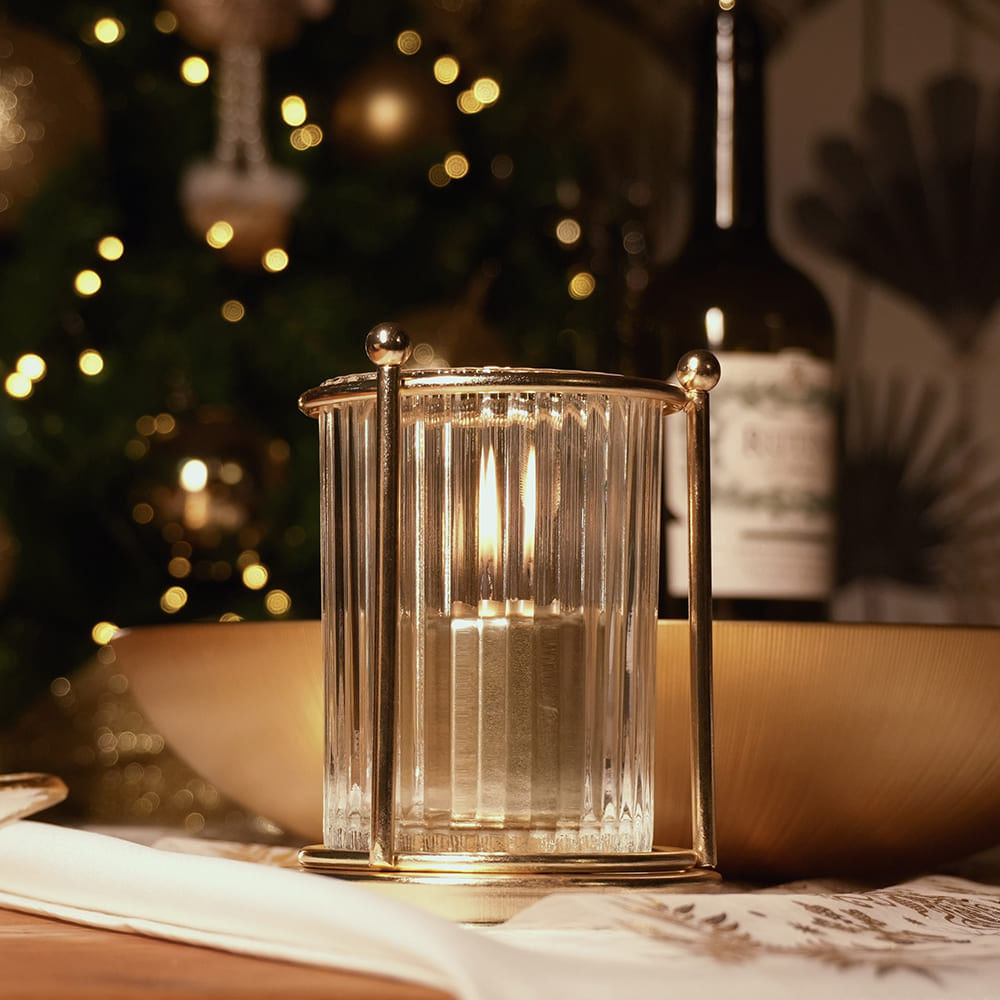 Candelabro de Vidrio 11.5x9cm Cuentos de Oro Orange