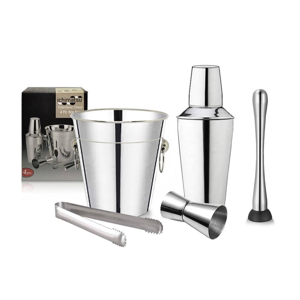 Set de Bar Ichimatsu Basic x 4 Piezas de Acero Inoxidable + Ingredient Muddler