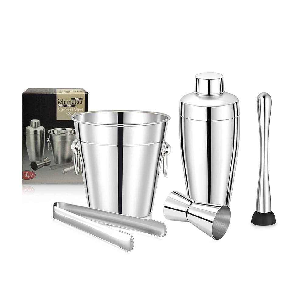 Set de Bar Ichimatsu Deluxe x 4 Piezas de Acero Inoxidable + Ingredient Muddler