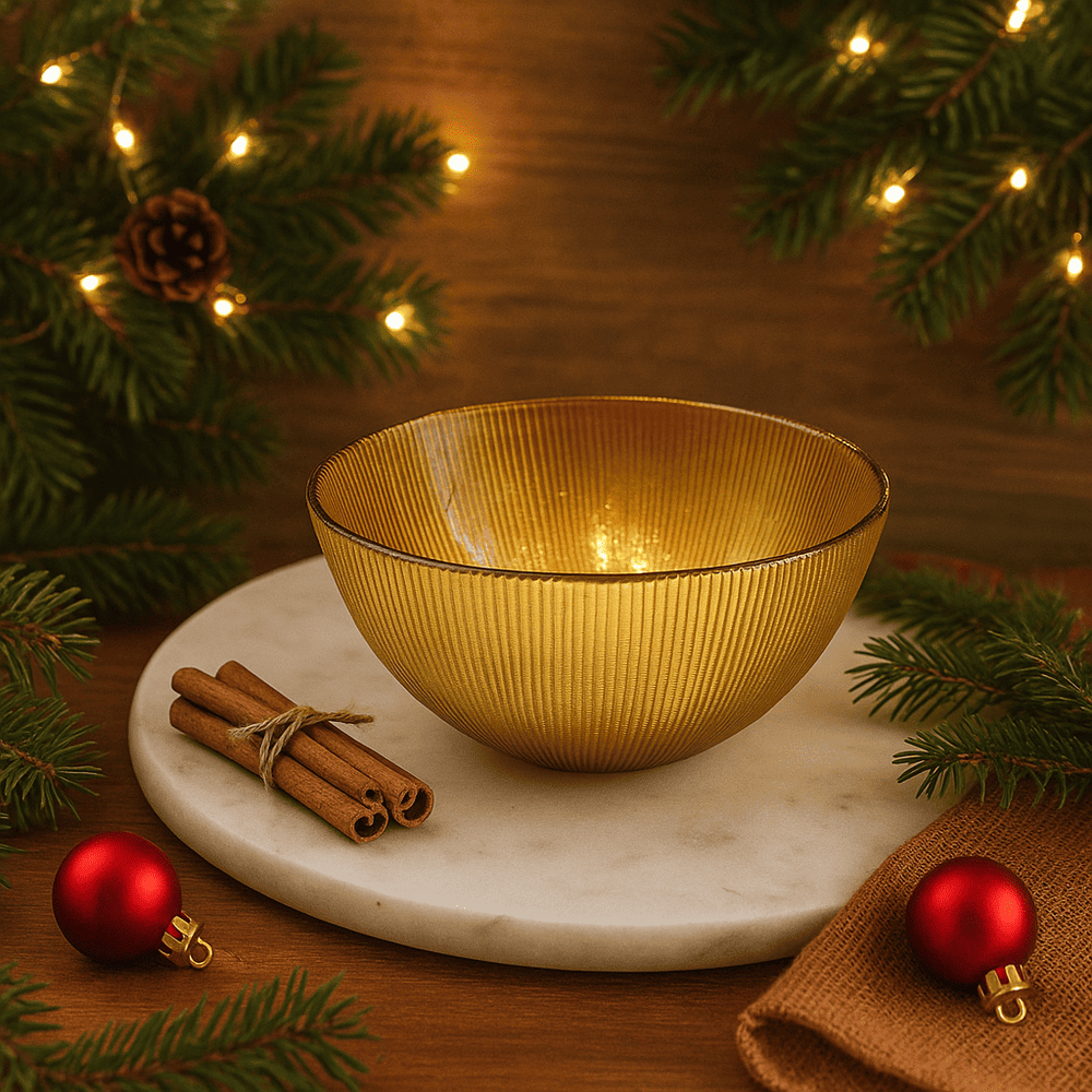 Bowl Vidrio Dorado 15x7cm Cuentos de Oro Orange