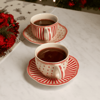 Set 2 Tazas 250ml con Plato - Encanto Clásico