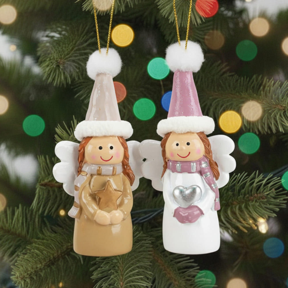 Set de 2 Colgantes de Ángel 10.2cm Cuentos de Oro Orange