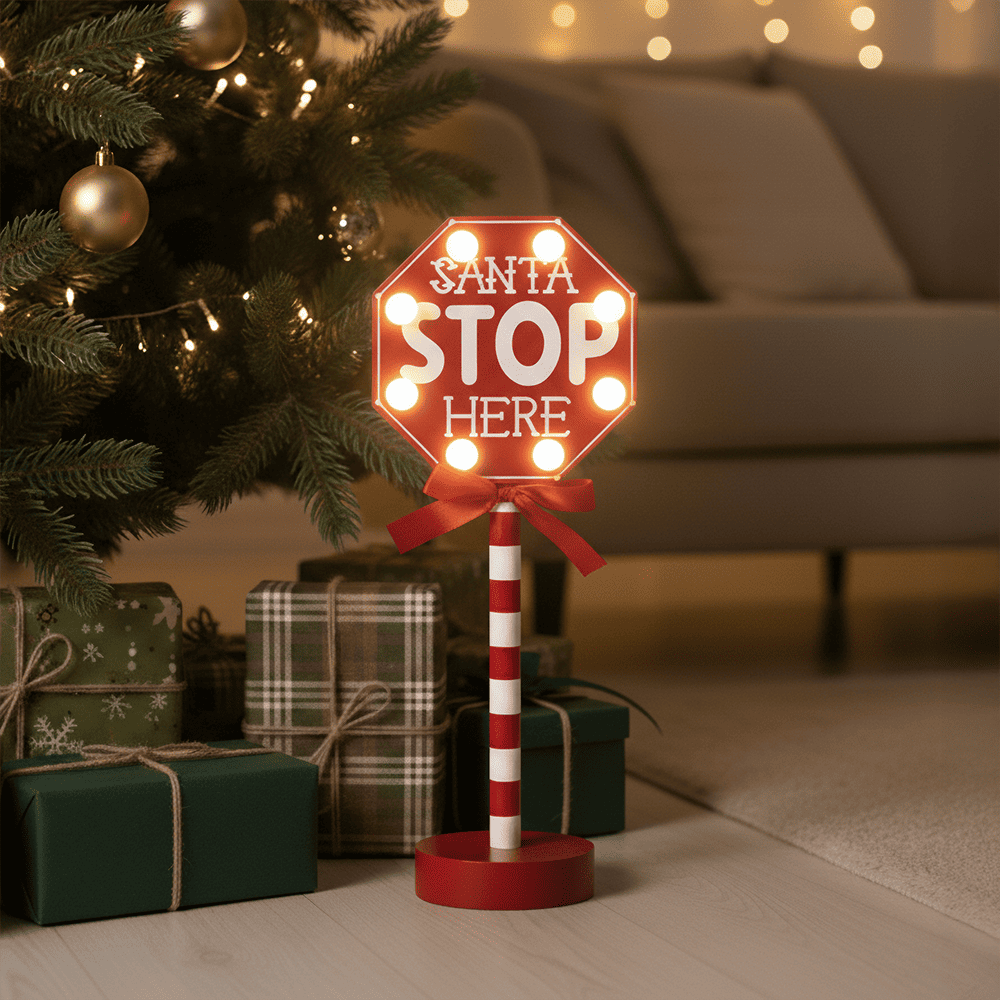 Cartel Stop con Luz 32cm Cuentos de Navidad Orange