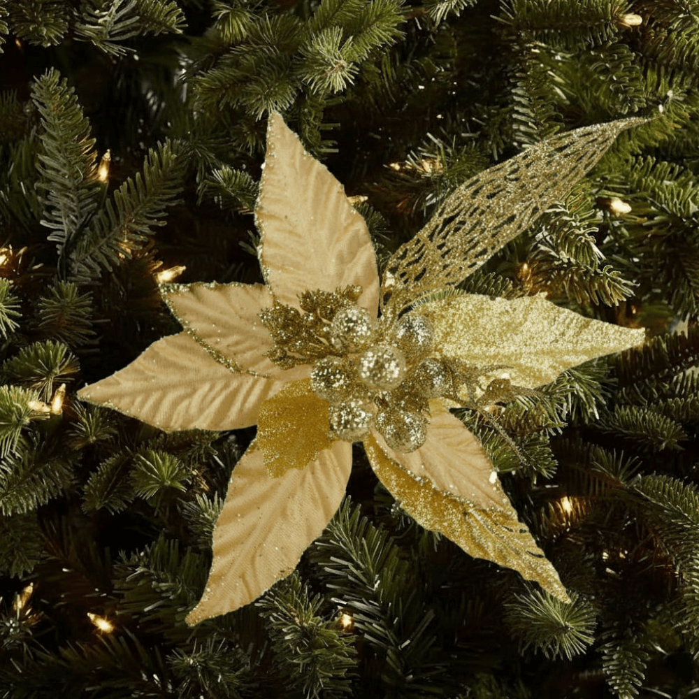 Flor Decorativa Navideña 38cm Cuentos de Oro Orange