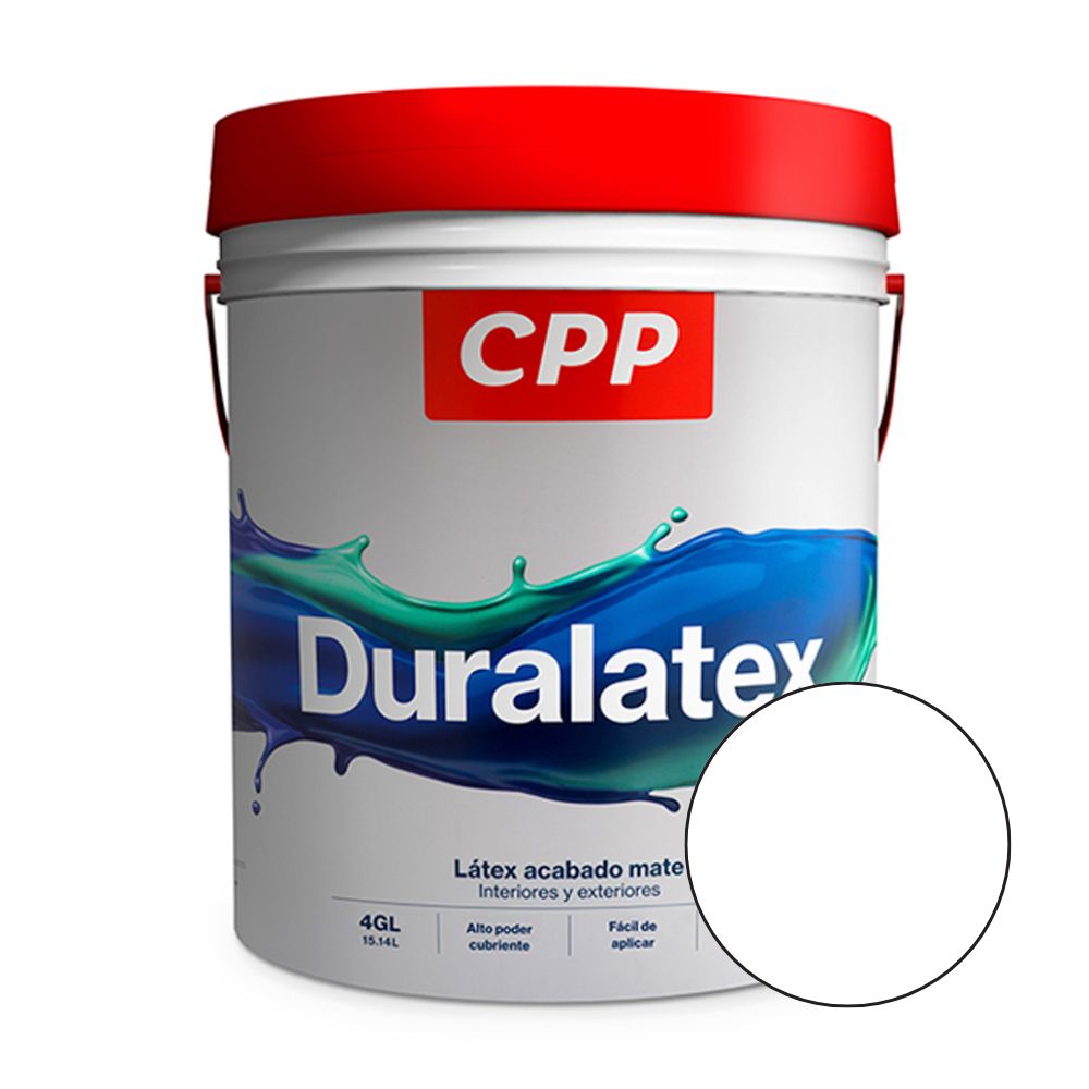 Pintura Látex Cpp Blanco Mate Modelo Pato 4 galones