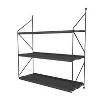 Repisa Ducasse Angolo Negro de Pared con 3 Bandejas Metálicas