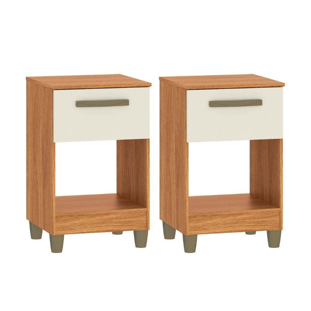 Set de 2 Veladores Blanco/Castaño Fellicci