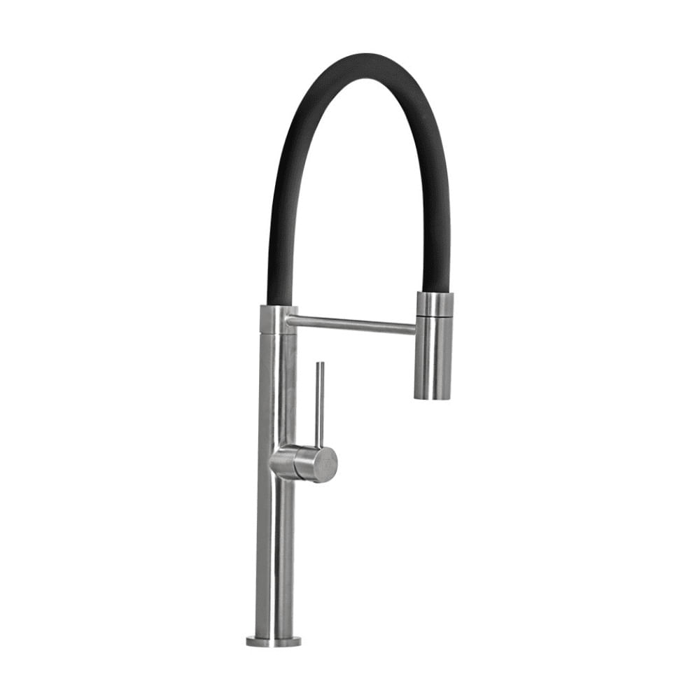 Llave Monocomando de lavadero Bar Inoxidable V con pico flexible Negro Vainsa