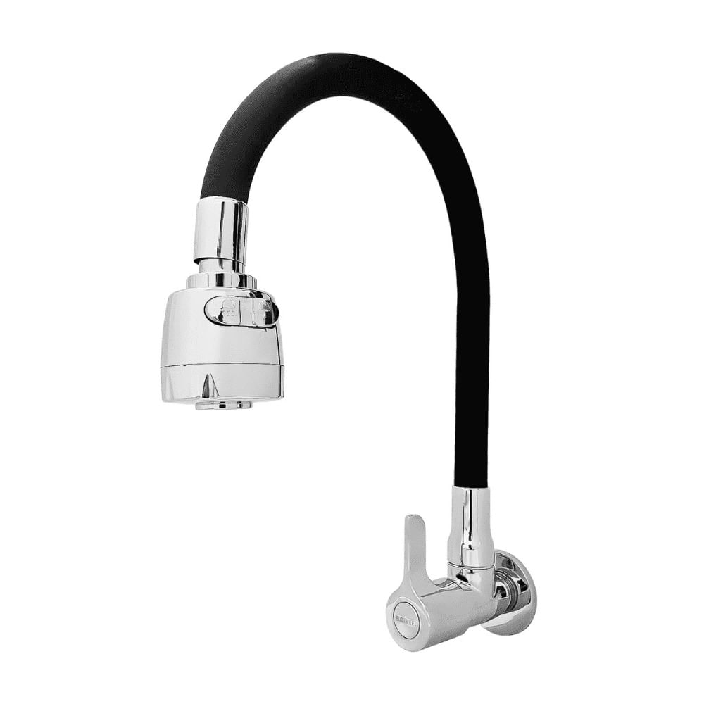 Llave para lavadero Cromada Pico Flexible Negro Wave