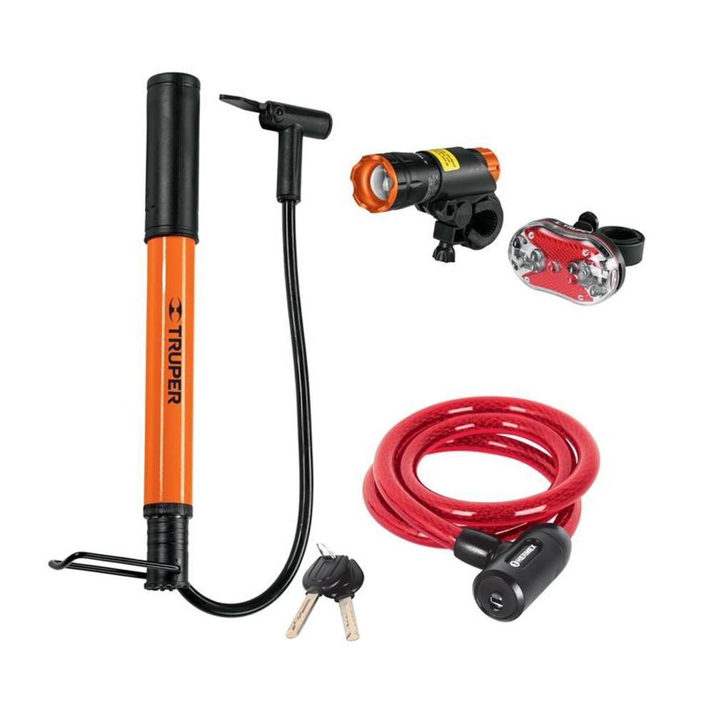 Kit Inflador 60 Psi con luces y cadena para bicicleta Truper 43920-13790-16798