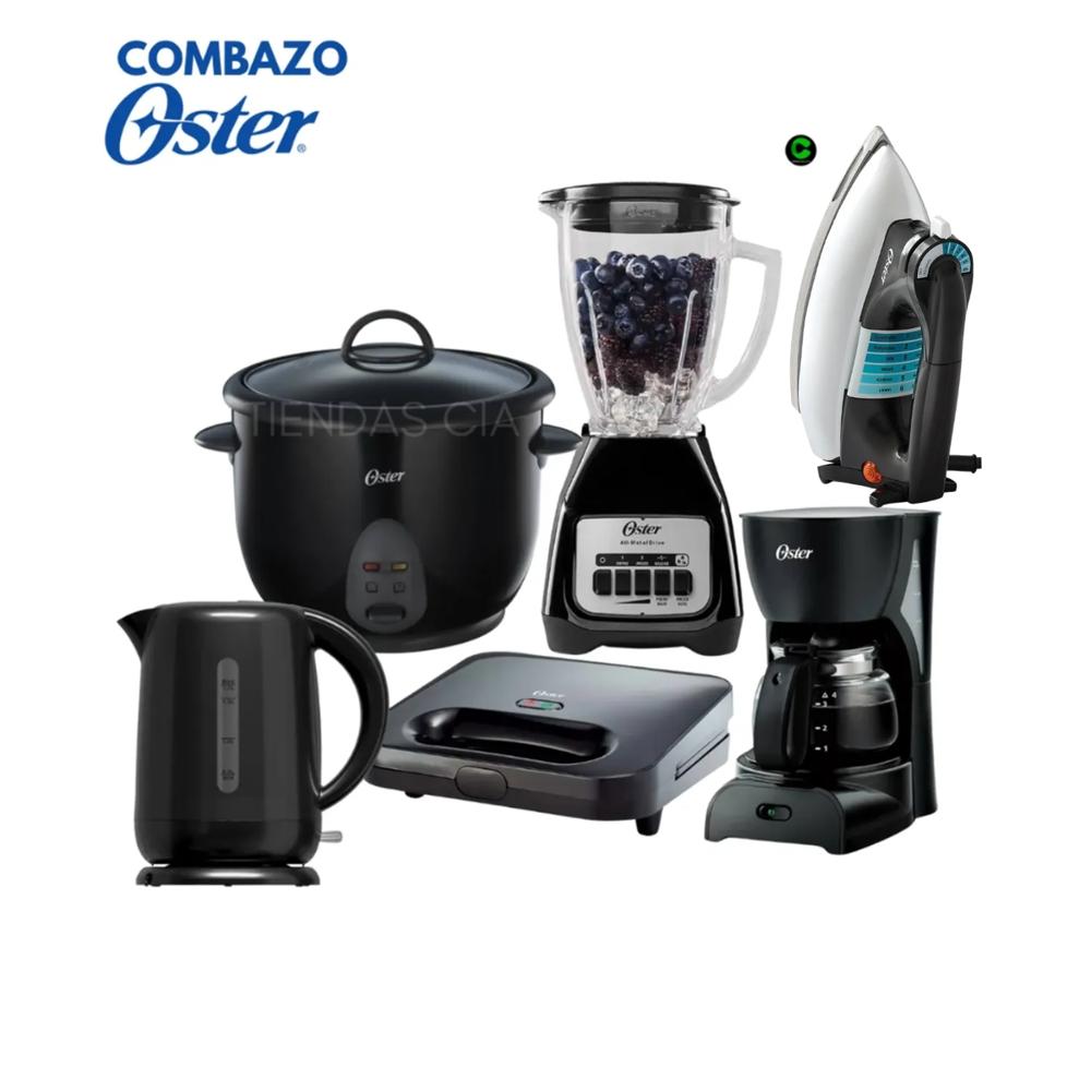 Combazo Oster Licuadora + Hervidor + Arrocera +  Sandwichera +  Cafetera y Plancha