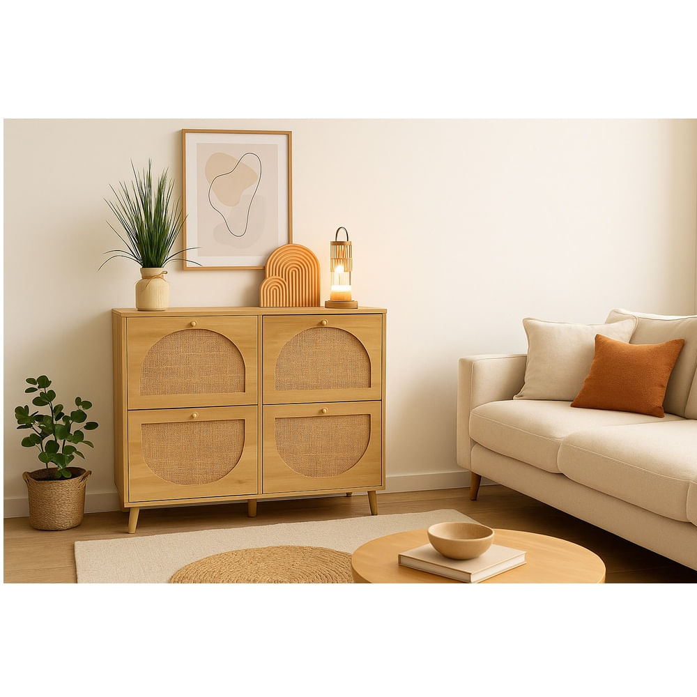 Zapatera Boho con Ratán Kimberly Color Panela TU MESITA