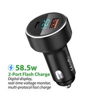 Cargador para auto Remax RECC215 58W Negro Puertos USB-A y Type-C