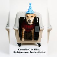 Kennel L90 de fibra con ruedas resistente y cómodo. Ideal para perros medianos.