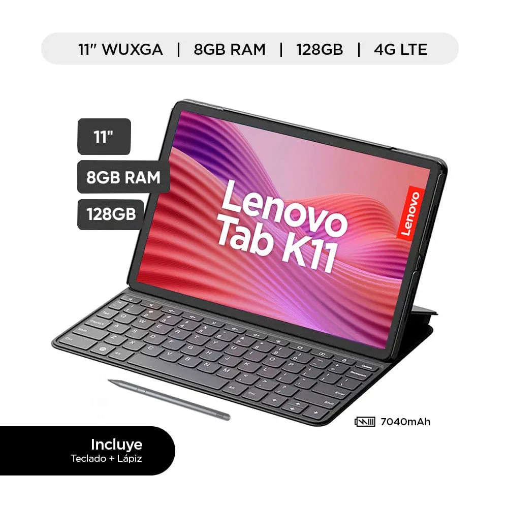 Tablet Lenovo Tab K11 8GB 128GB WiFi Luna Grey + Teclado + Tab Pen Plus