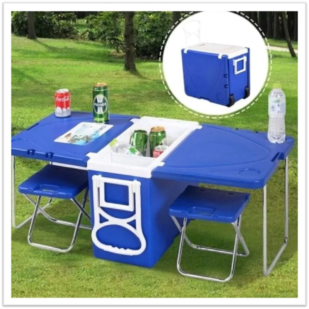 COOLER MULTIFUNCIONAL CON DOS ASIENTOS COLOR AZUL