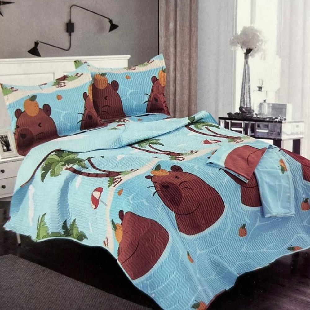 Set de cobertor 1.5pz verano 5 piezas + sábanas + fundas 100% algodón - GD1